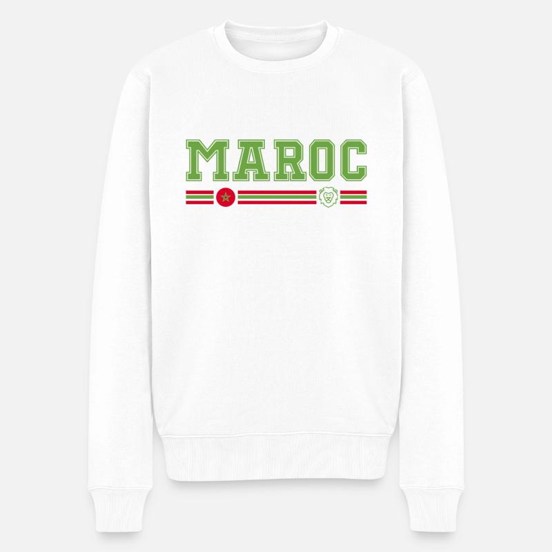 MAROC drapeau et emblème du Maroc. Supporters - Pull Premium bio Homme - blanc