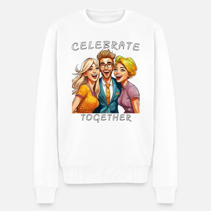 FREUNDE CELEBRATE TOGETHER - Männer Premium Bio Pullover - Weiß