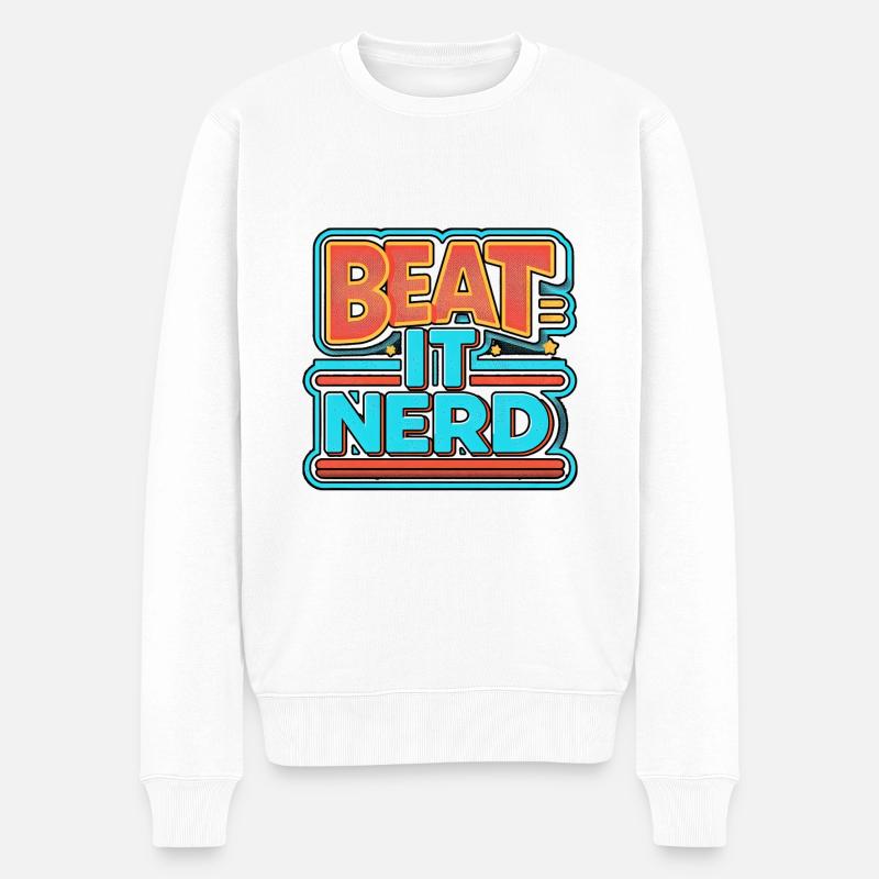 Beat it Nerd 8 - Männer Premium Bio Pullover - Weiß