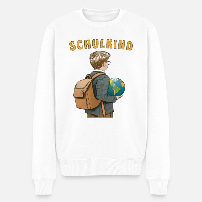 SCHULKIND - Männer Premium Bio Pullover - Weiß