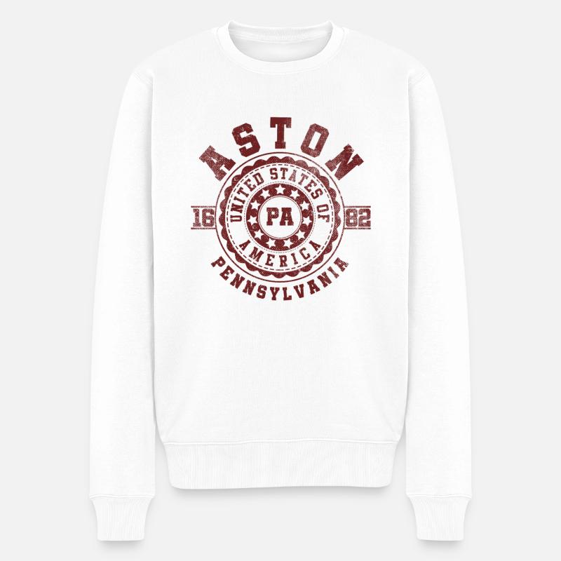 Aston PA | Pennsylvanie - & Cadeau - Pull Premium bio Homme - blanc