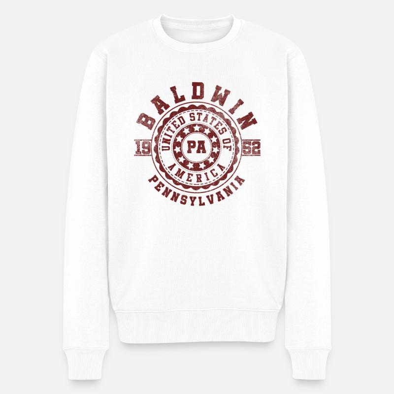 Baldwin, Pennsylvanie | Pennsylvanie - & Cadeau - Pull Premium bio Homme - blanc