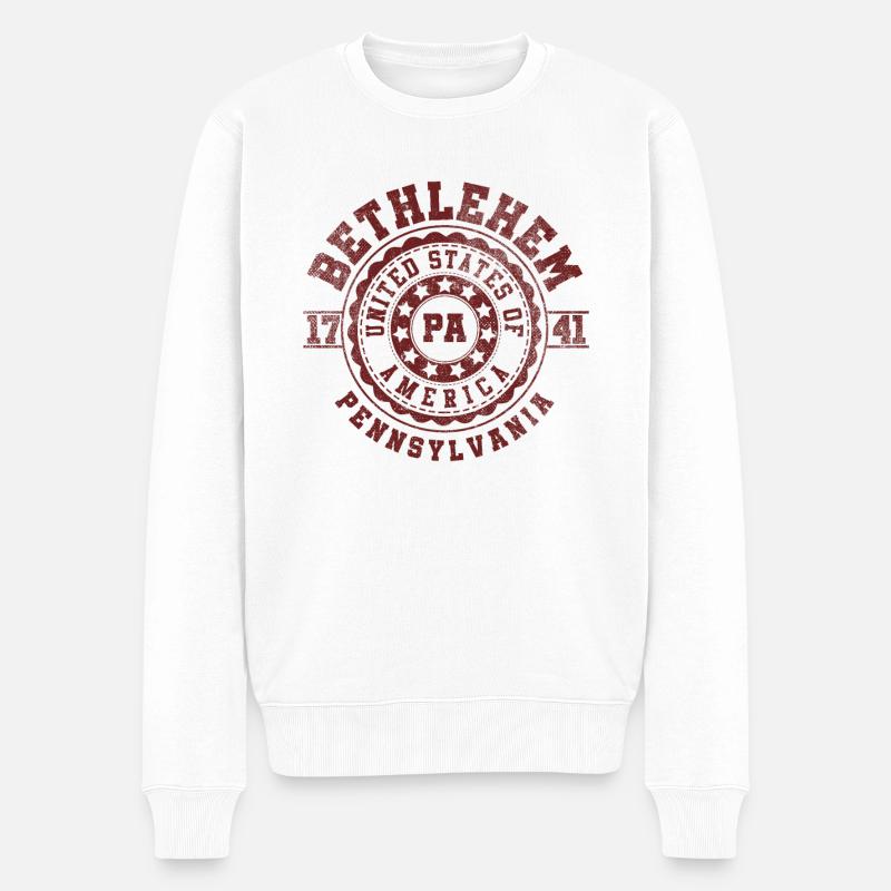 Bethléem, Pennsylvanie | Pennsylvanie - & Cadeau - Pull Premium bio Homme - blanc