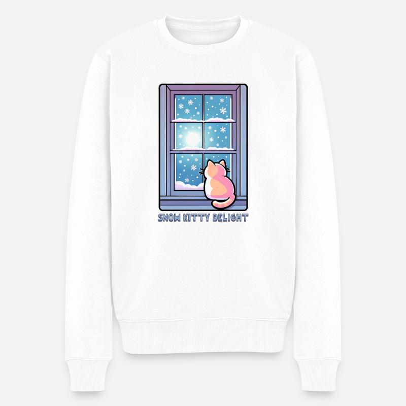 Snow Kitty Delight - Männer Premium Bio Pullover - Weiß