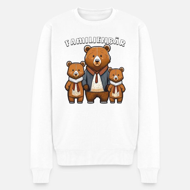 OURS DE LA FAMILLE OURS - Pull Premium bio Homme - blanc
