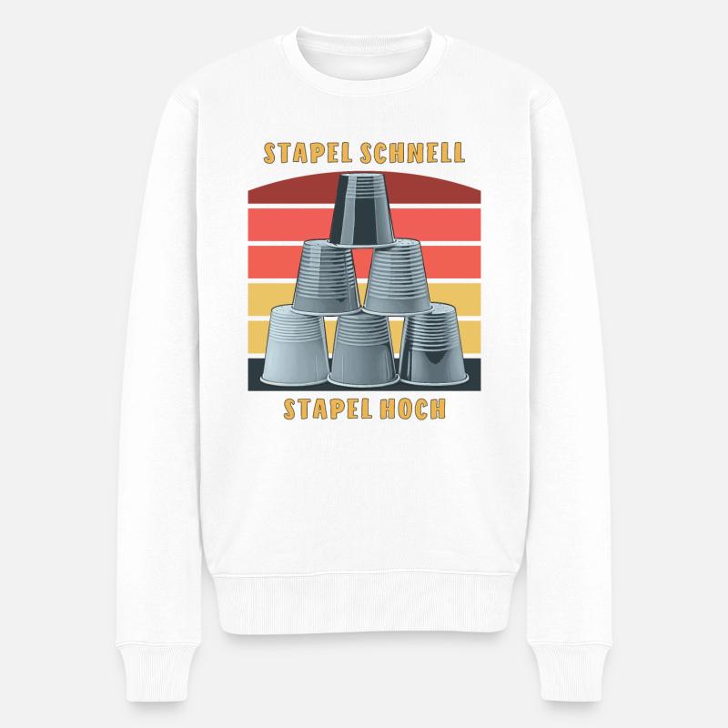 STACKING STACK FAST STACK UP - Men's Premium Organic Jumper - white