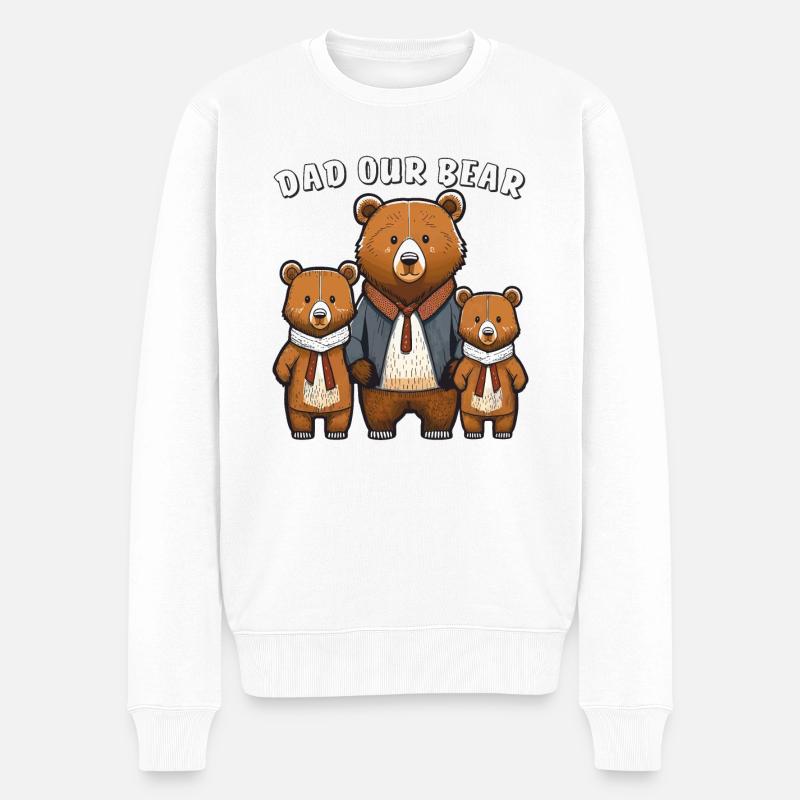 BÄREN PAPA NOTRE OURS - Pull Premium bio Homme - blanc