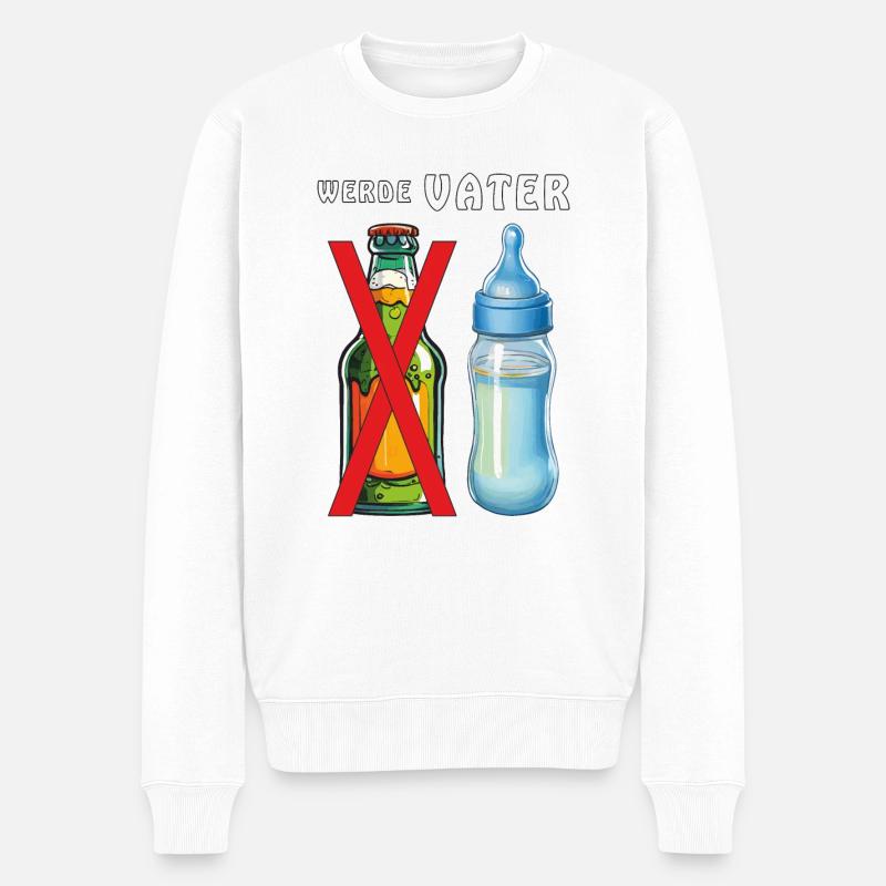 BABYFLASCHE WERDE VATER - Männer Premium Bio Pullover - Weiß
