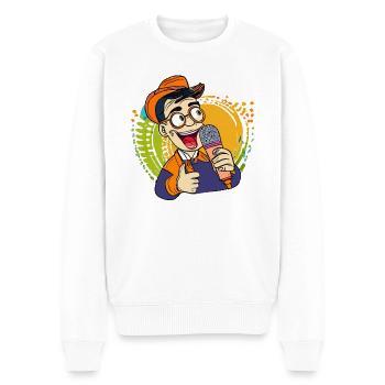MAN MICROPHONE - Men's Premium Organic Jumper - white - Front - Thijin (182cm)