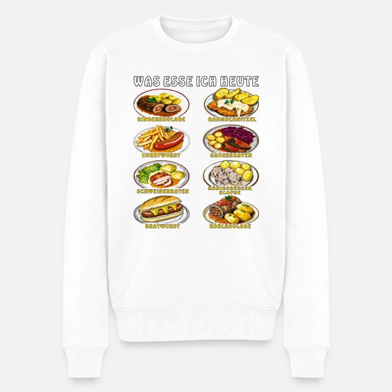 WAS ESSE ICH HEUTE - Männer Premium Bio Pullover - Weiß