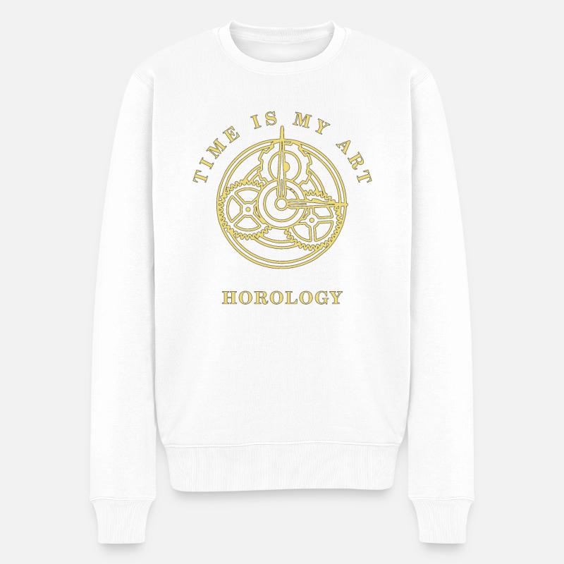 HOROLOGY UHRWERK - Männer Premium Bio Pullover - Weiß
