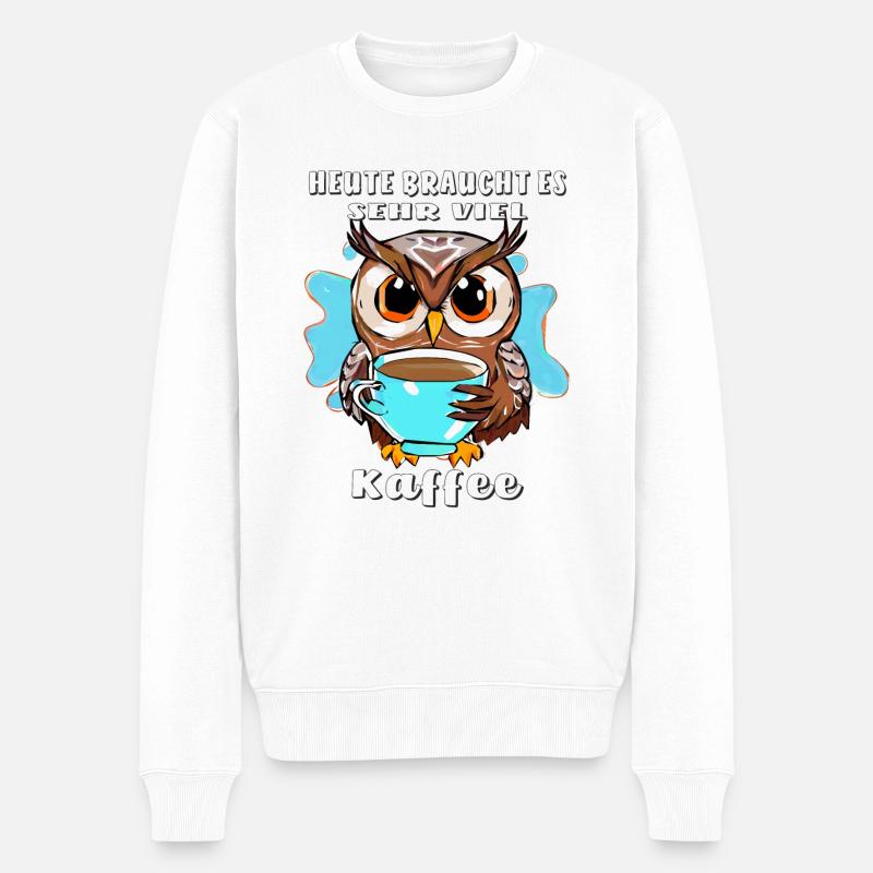 EULE SEHR VIEL KAFFEE - Männer Premium Bio Pullover - Weiß