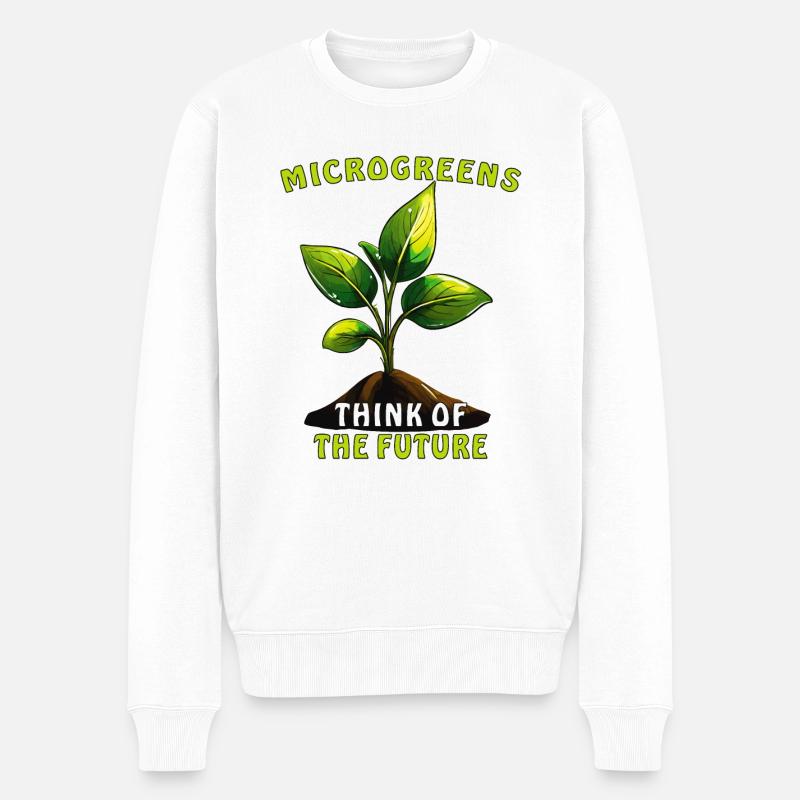 PFLANZE MICROGREENS THINK OF THE FUTURE - Männer Premium Bio Pullover - Weiß