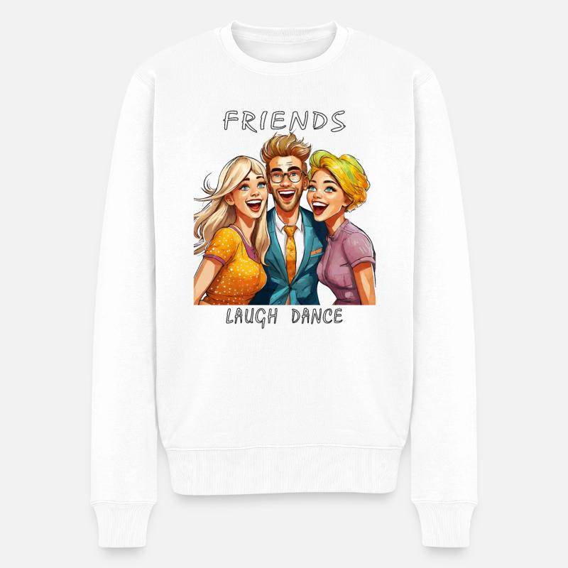 FRIENDS LAUGH DANCE - Pull Premium bio Homme - blanc