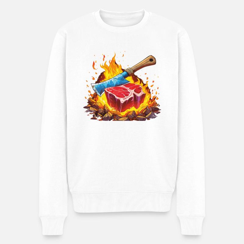 GRILLER UN STEAK - Pull Premium bio Homme - blanc