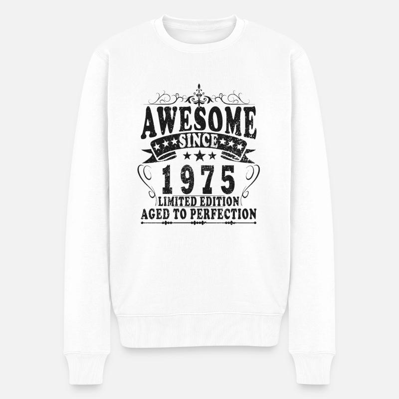 1975 awesome since - Männer Premium Bio Pullover - Weiß
