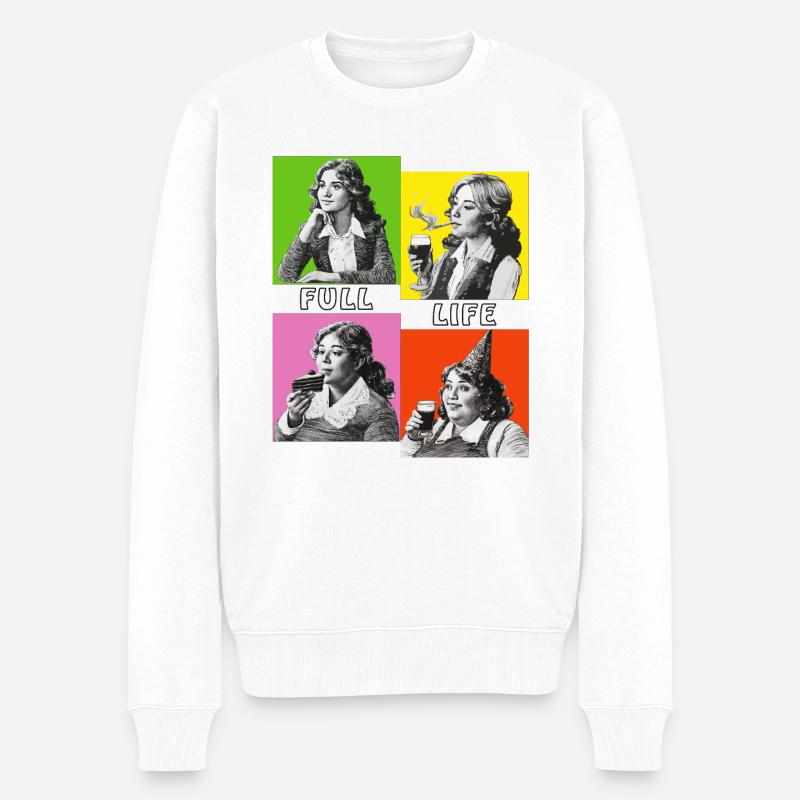 FULL LIFE - Männer Premium Bio Pullover - Weiß