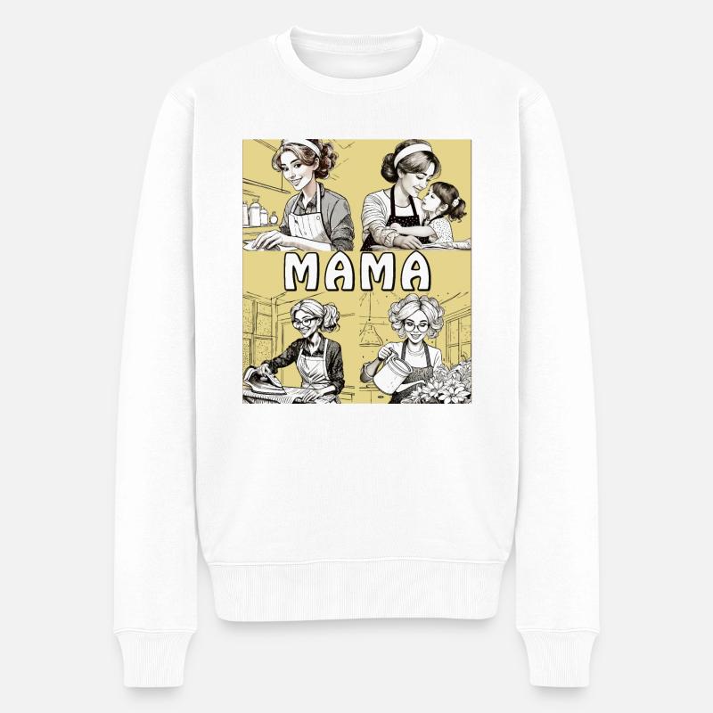 FRAU HAUSARBEIT MAMA - Männer Premium Bio Pullover - Weiß