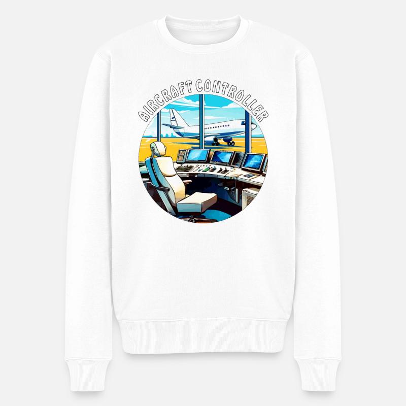 AIRCRAFT CONTROLLER - Männer Premium Bio Pullover - Weiß