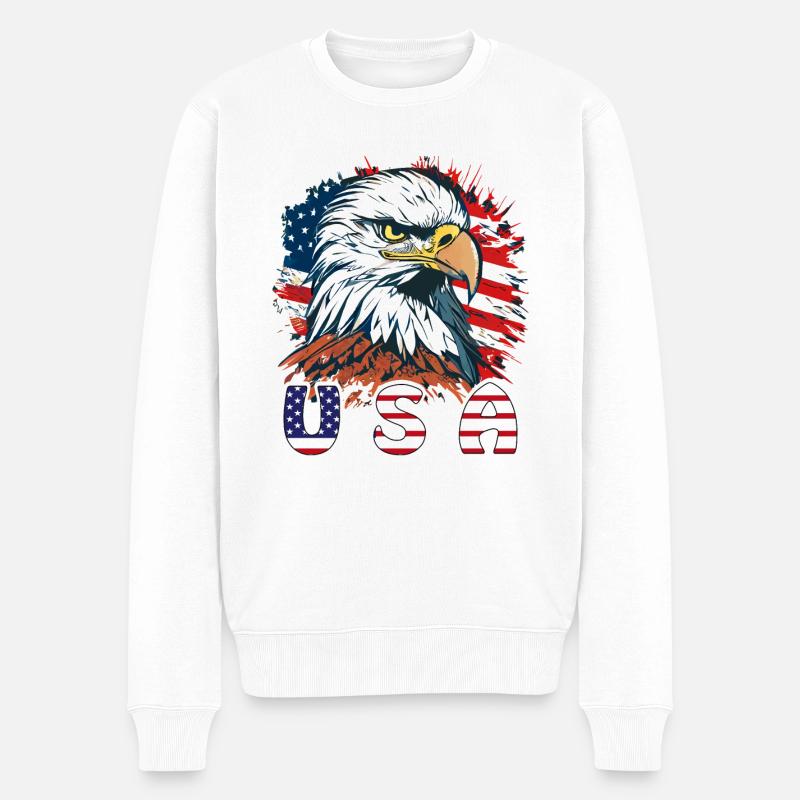 PYGARGUE À QUEUE BLANCHE USA - Pull Premium bio Homme - blanc