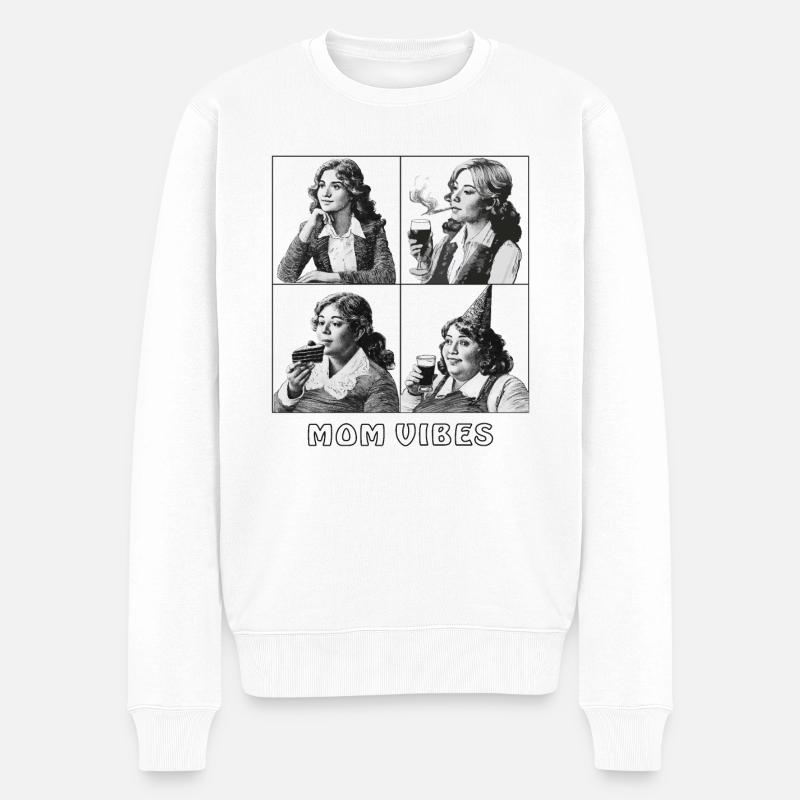 MOM VIBES - Männer Premium Bio Pullover - Weiß