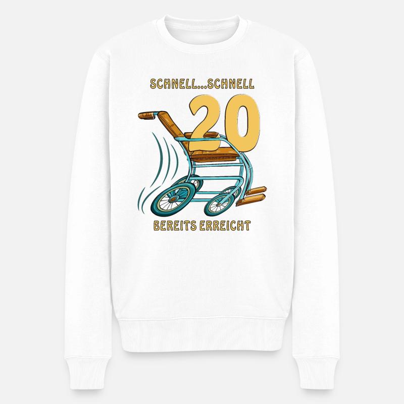 GEHHILFE SCHNELL...SCHNELL 20 BEREITS ERREICHT - Männer Premium Bio Pullover - Weiß