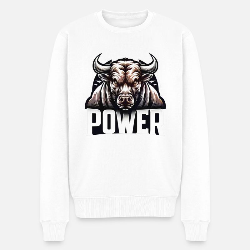 Power Bull - Männer Premium Bio Pullover - Weiß