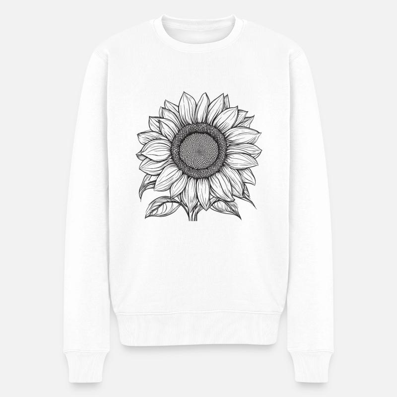 Sonnenblume, Blume, Natur, Bio, Geschenk - Männer Premium Bio Pullover - Weiß