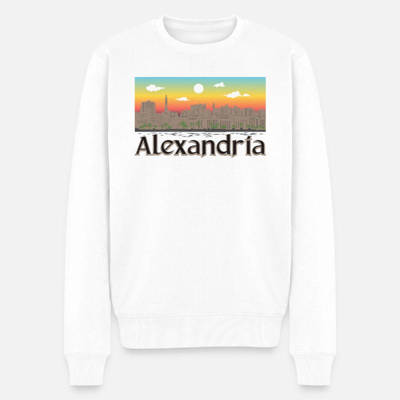 Alexandria - Männer Premium Bio Pullover - Weiß