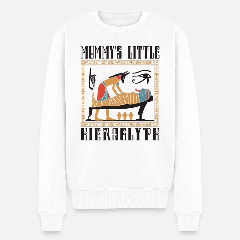 Die kleine Hieroglyphe der Mumie - Männer Premium Bio Pullover - Weiß