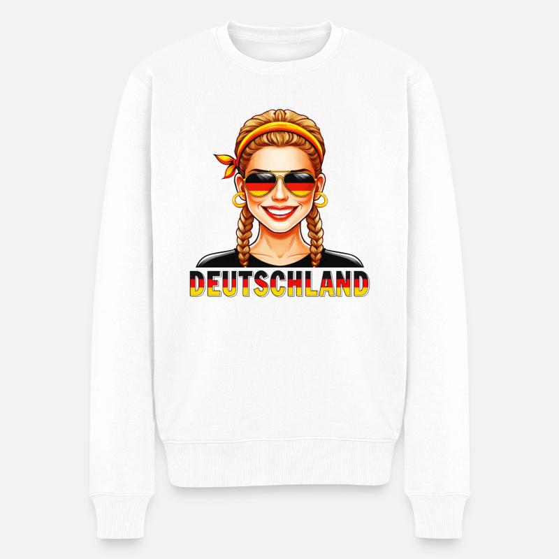 DEUTSCHLAND FRAU - Männer Premium Bio Pullover - Weiß