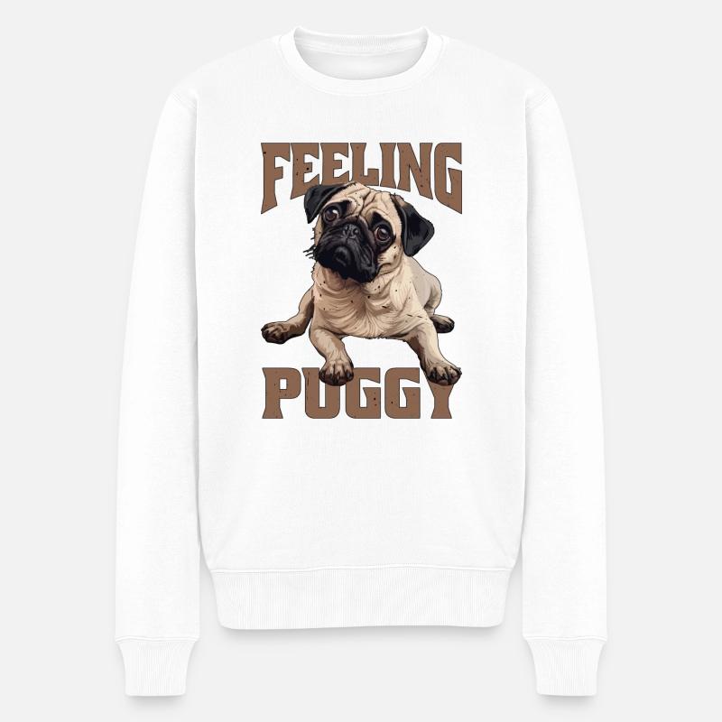 Feeling Puggy - Männer Premium Bio Pullover - Weiß