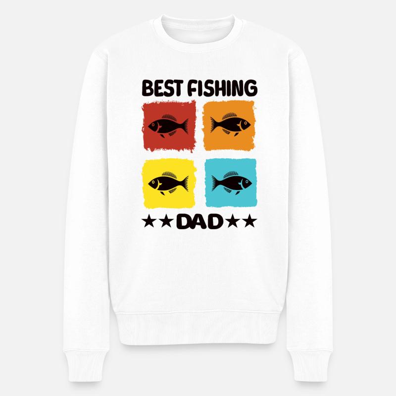 Meilleur papa pêcheur - Pull Premium bio Homme - blanc
