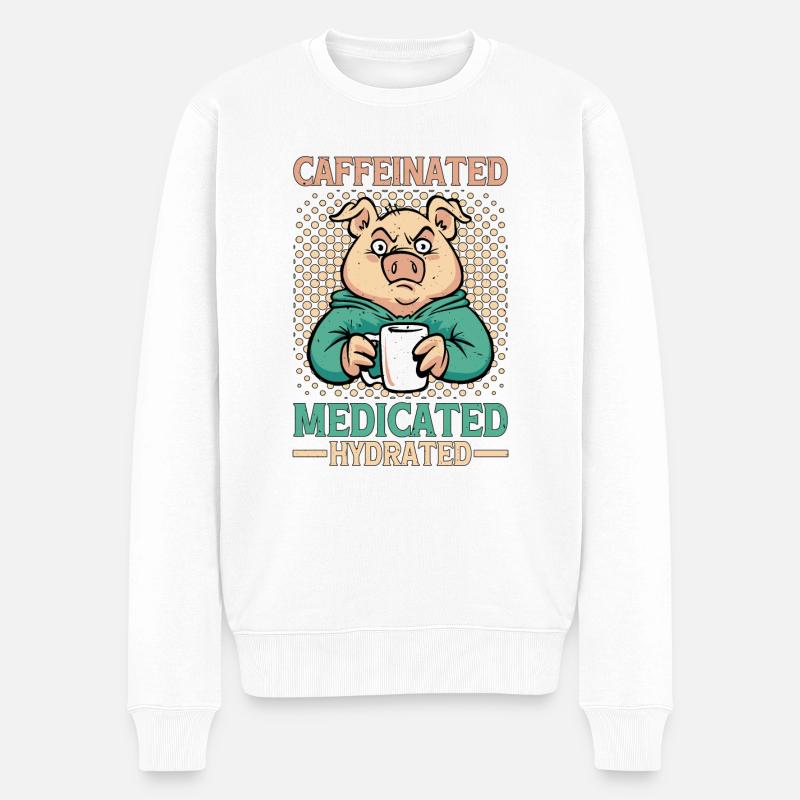 Caffeinated Medicated Hydrated - Männer Premium Bio Pullover - Weiß