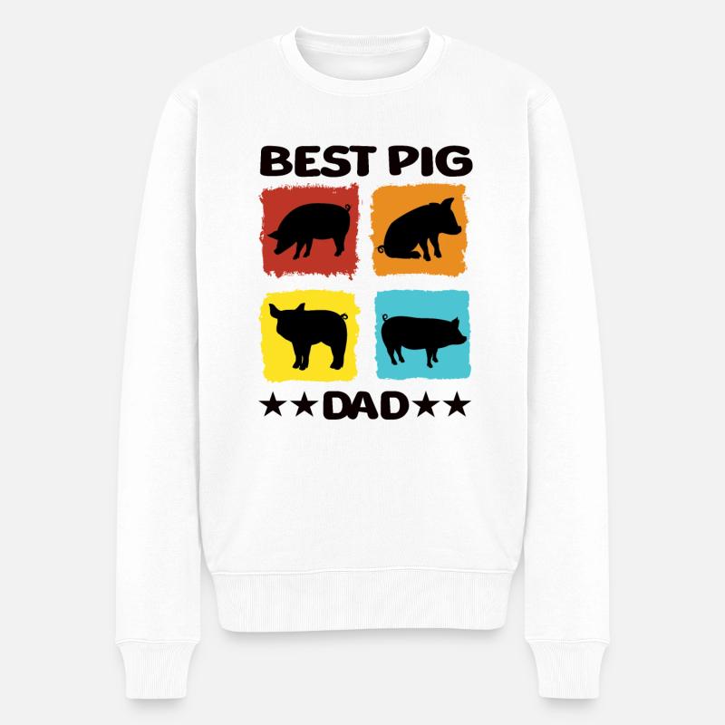Best Pig Dad - Männer Premium Bio Pullover - Weiß