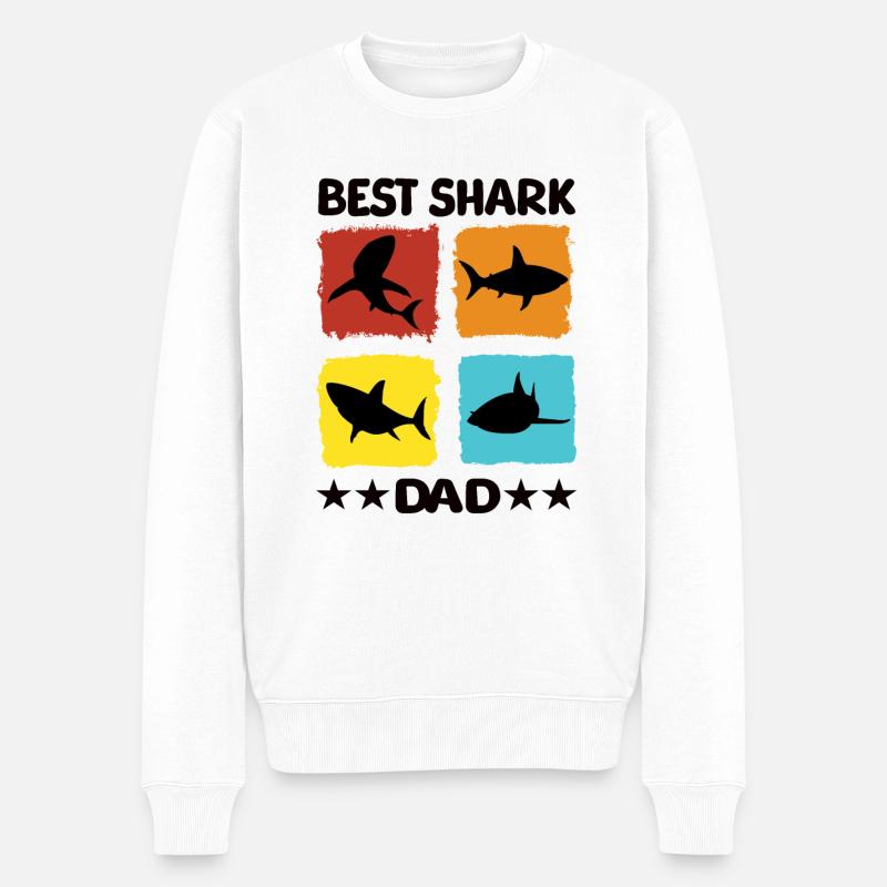 Best Shark Dad - Männer Premium Bio Pullover - Weiß