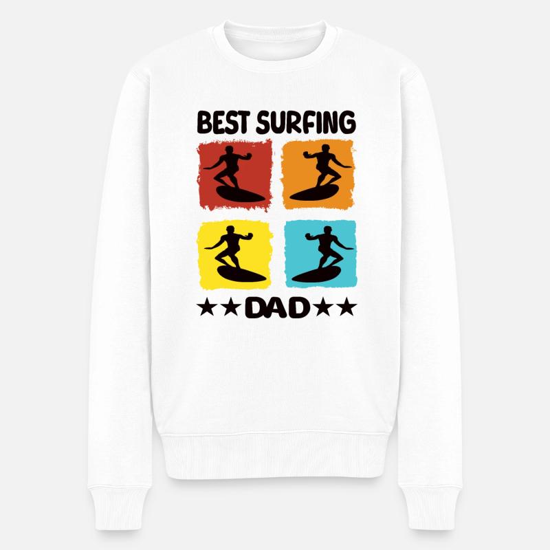 Best Surfing Dad - Männer Premium Bio Pullover - Weiß