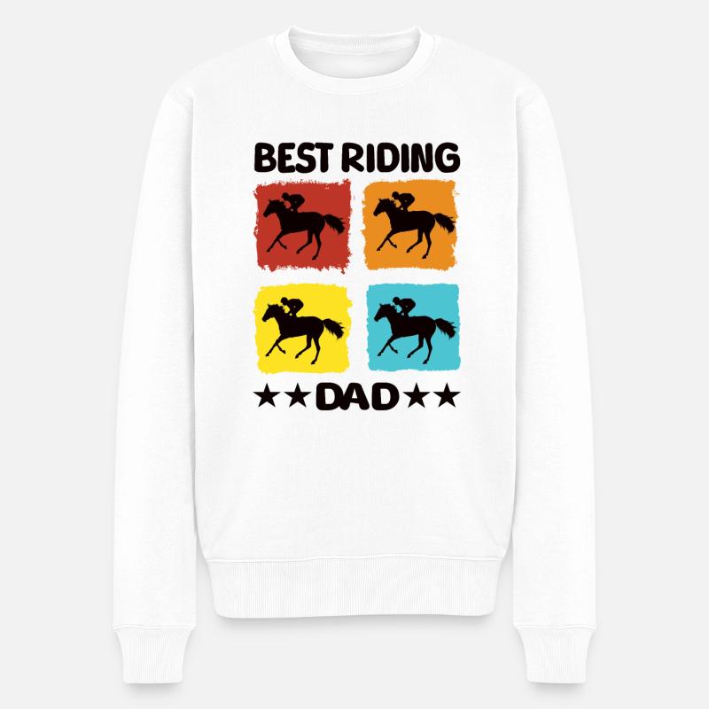 Meilleur père de cheval - Pull Premium bio Homme - blanc