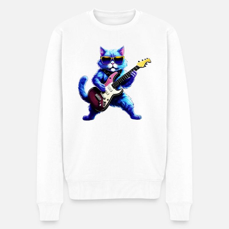 GUITARE CHAT - Pull Premium bio Homme - blanc