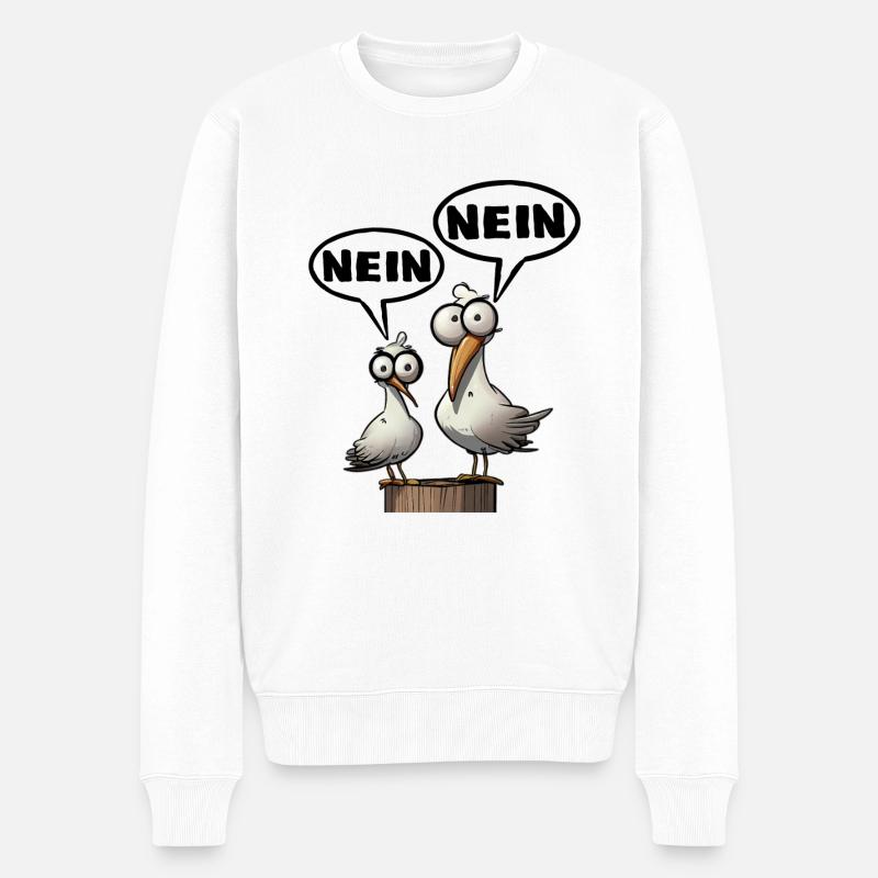 Die Bäädden Möwen - Morgenmuffel nein nein Spruch - Männer Premium Bio Pullover - Weiß