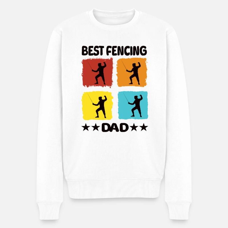 Best Fencing Dad - Männer Premium Bio Pullover - Weiß