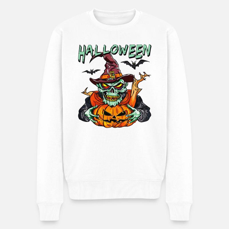 HALLOWEEN - Männer Premium Bio Pullover - Weiß