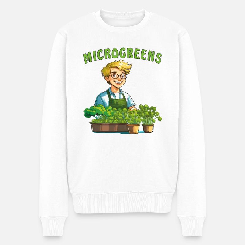 PFLANZEN MICROGREENS - Männer Premium Bio Pullover - Weiß