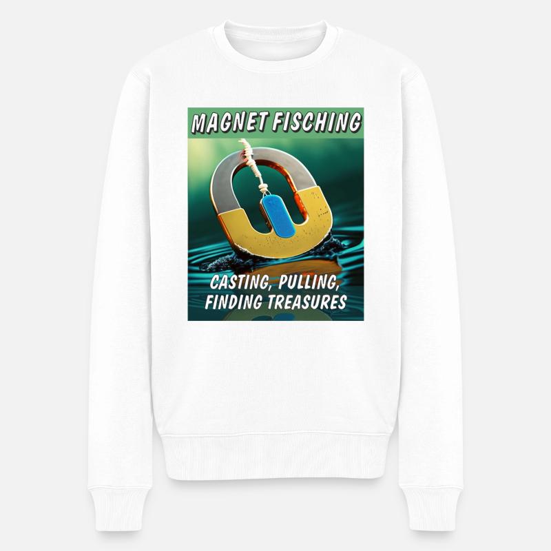 MAGNETFISCHING CASTING PULLING FINDING - Men's Premium Organic Jumper - white