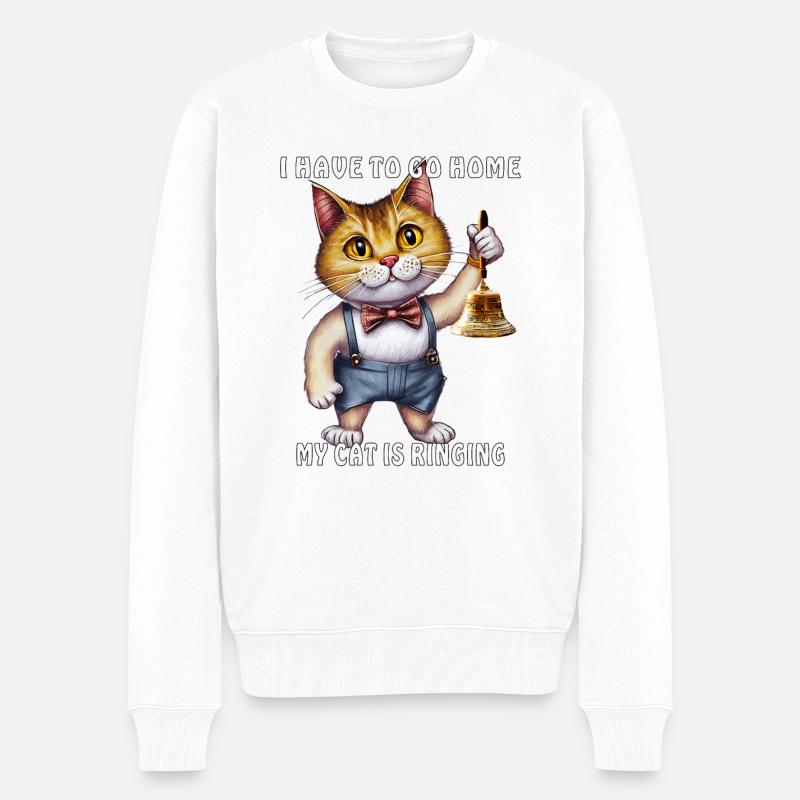 MON CHAT SONNE - Pull Premium bio Homme - blanc