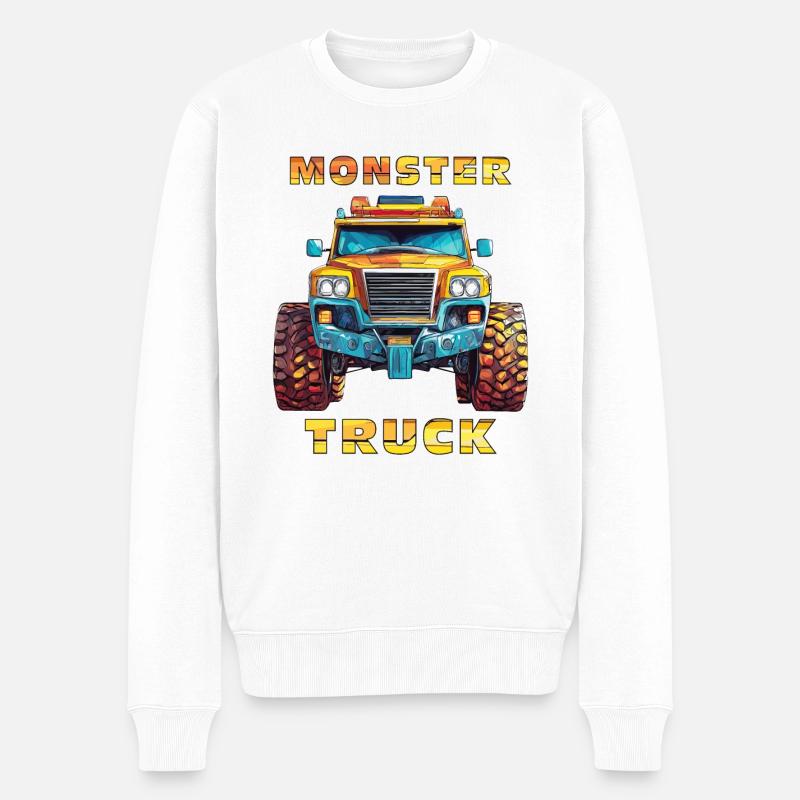 AUTO MONSTER TRUCK - Männer Premium Bio Pullover - Weiß
