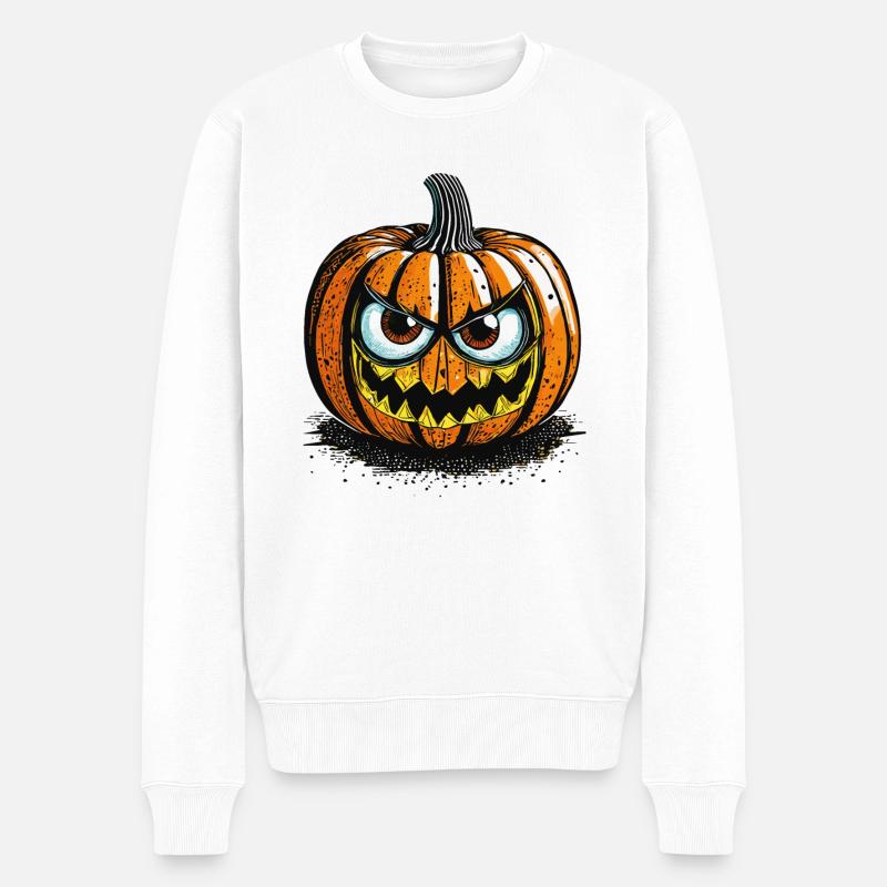 HALLOWEEN KÜRBIS - Männer Premium Bio Pullover - Weiß