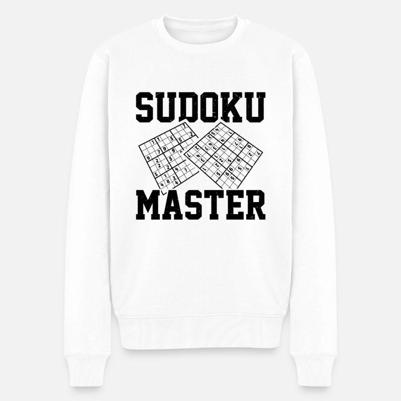 Drôle de dicton de Sudoku - Pull Premium bio Homme - blanc