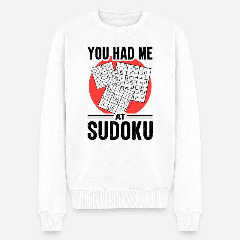 Witziger Sudoku Spruch - Männer Premium Bio Pullover - Weiß