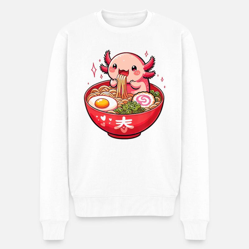 Ramen Axolotl mignon - Pull Premium bio Homme - blanc